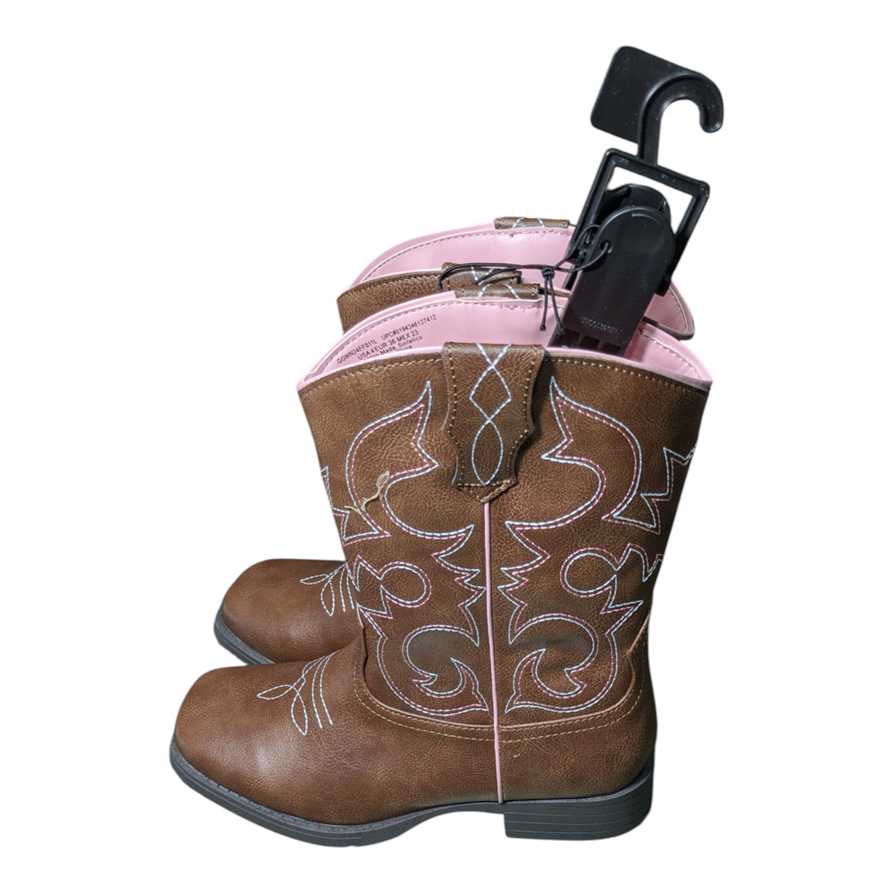 Wonder Nation -Girls Youth Size 4-Western Style Boots - Pink/Blue Stitching NWT
